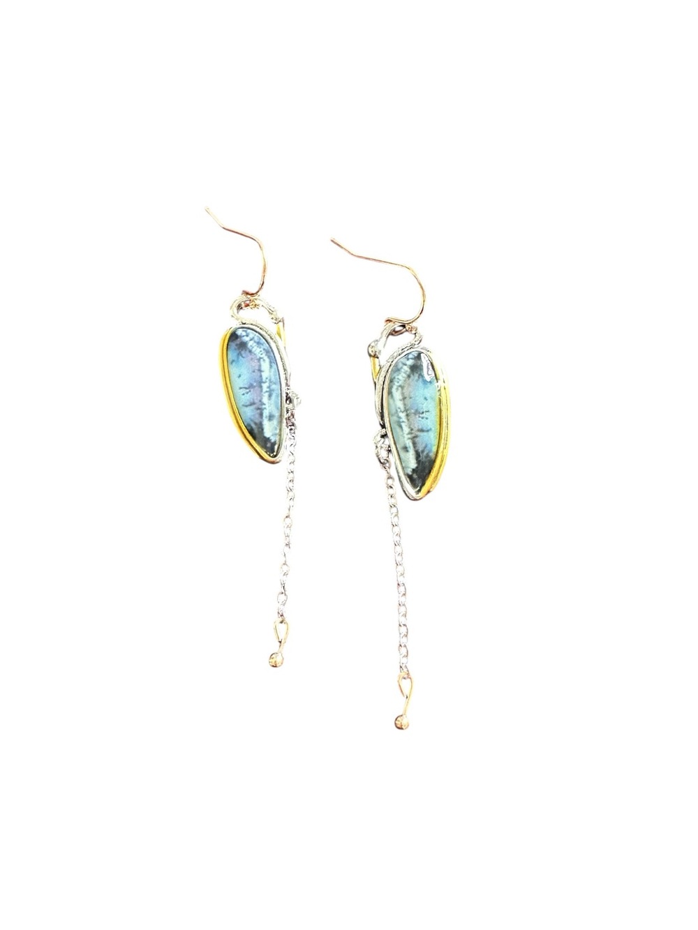 Boho Abstract Bird Design Earth Toned Drop Earrings